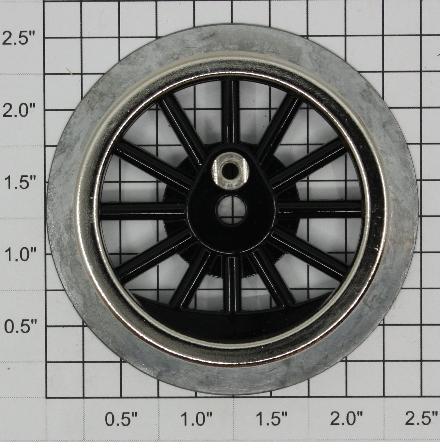 American Flyer 4696-3 Black Spoked 2-1/2" Std. Gauge Plain Wheel w/ Ecc. Stud