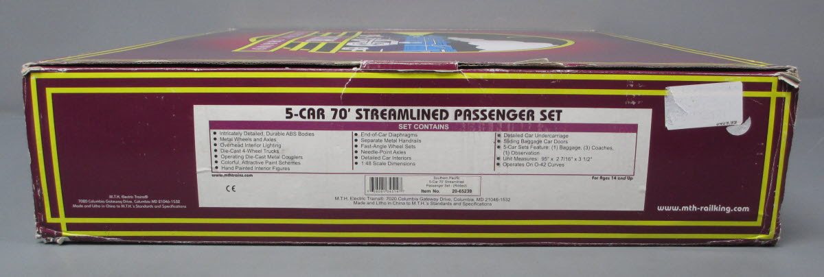 MTH 20-65239 O Southern Pacific 70' Streamlined Passenger Car Set