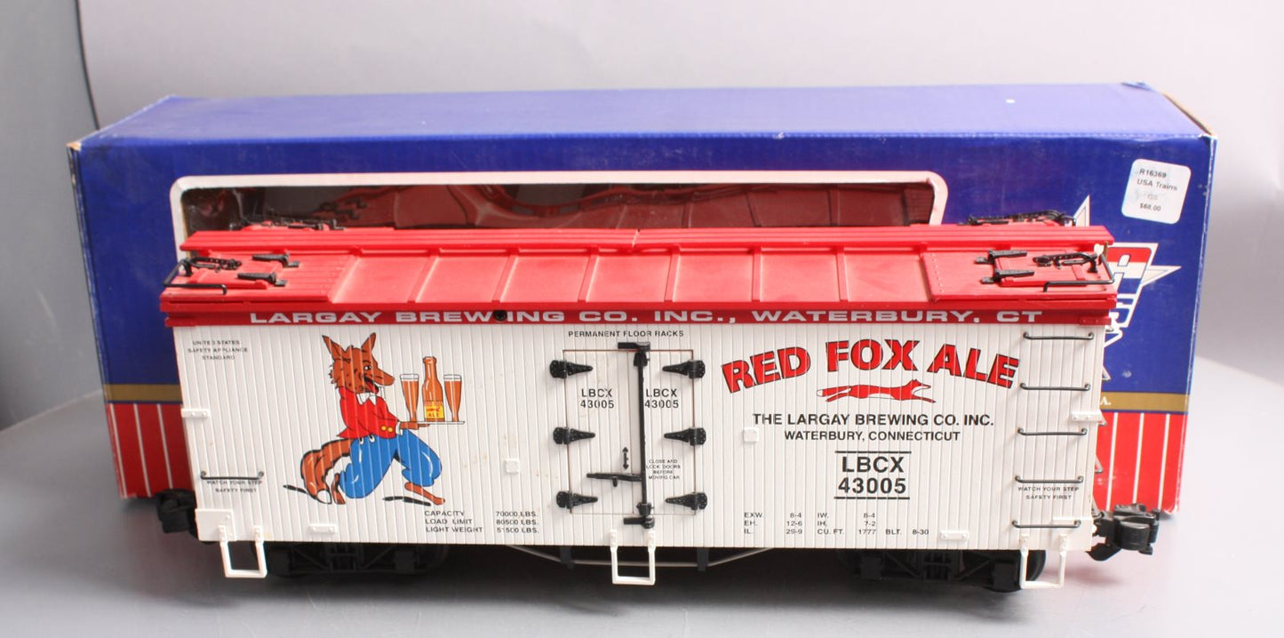USA Trains R16369 G Largay Brewing Co. Red Fox Ale Wood Ice Reefer Car #43005