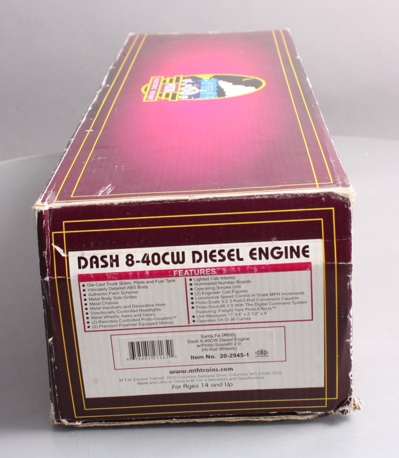 MTH 20-2945-1 Santa Fe Dash-8-40CW Diesel Engine w/ Proto-Sound 2.0 #800