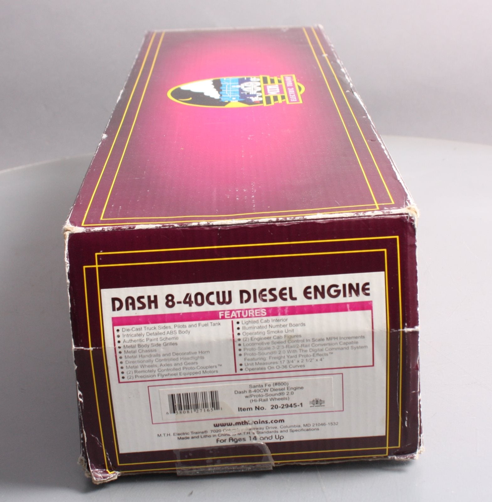 MTH 20-2945-1 Santa Fe Dash-8-40CW Diesel Engine w/ Proto-Sound 2.0 #800