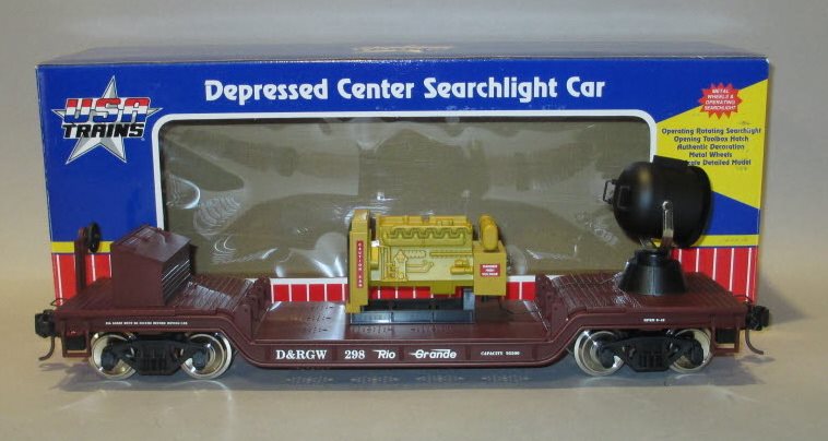 USA Trains R17326 G Denver & Rio Grande Depressed-Center Flat Car w/Searchlight