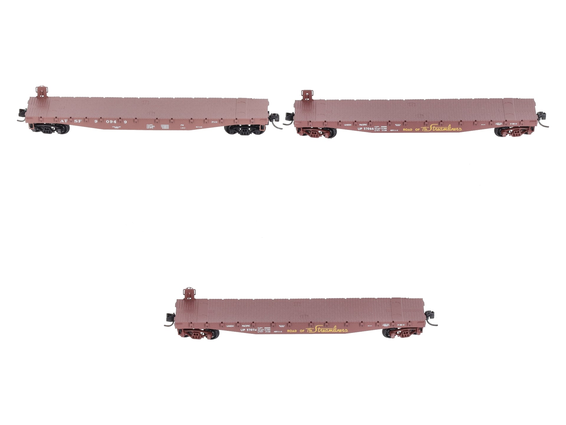 Micro-Trains 99302182 N ATSF/UP Wing Carrier Flat Car (Set of 3)
