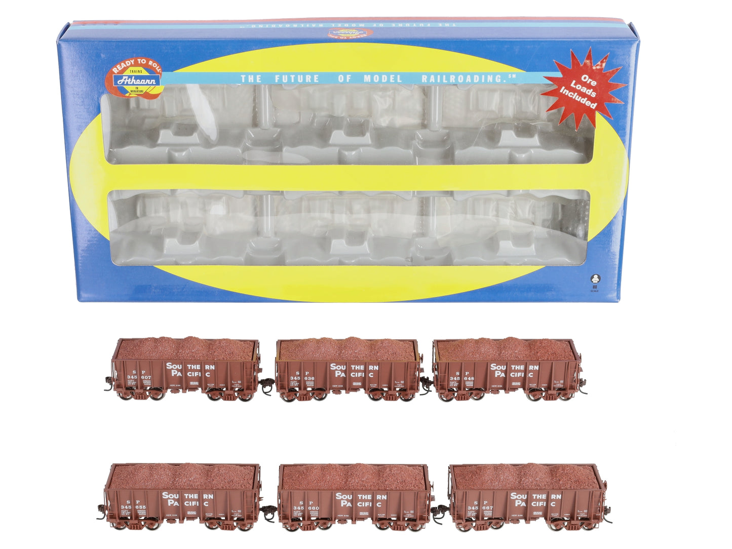 Athearn 94945 HO Scale Southern Pacific 26' Low Side Ore Cars (6-Car Set)