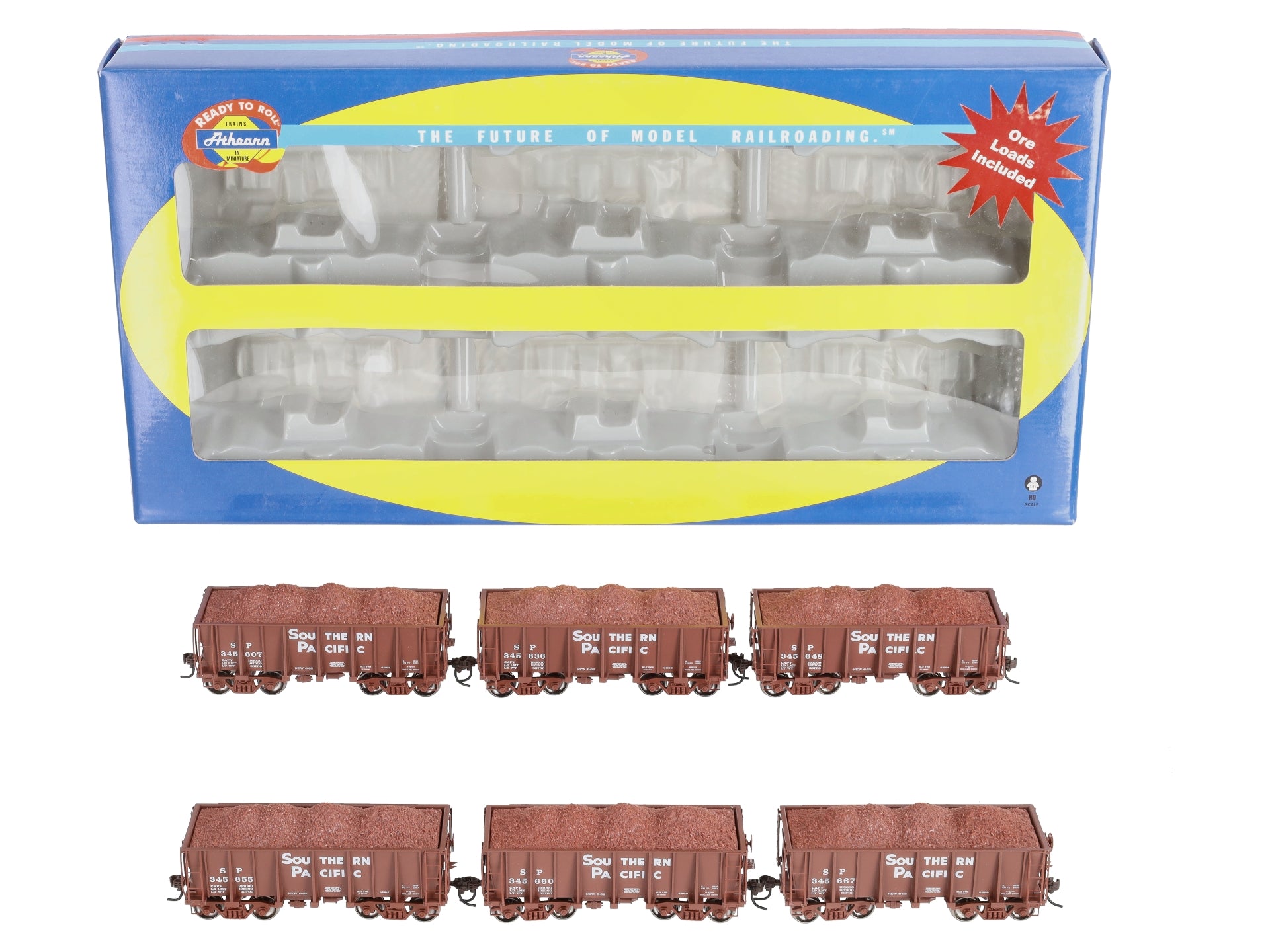 Athearn 94945 HO Scale Southern Pacific 26' Low Side Ore Cars (6-Car Set)