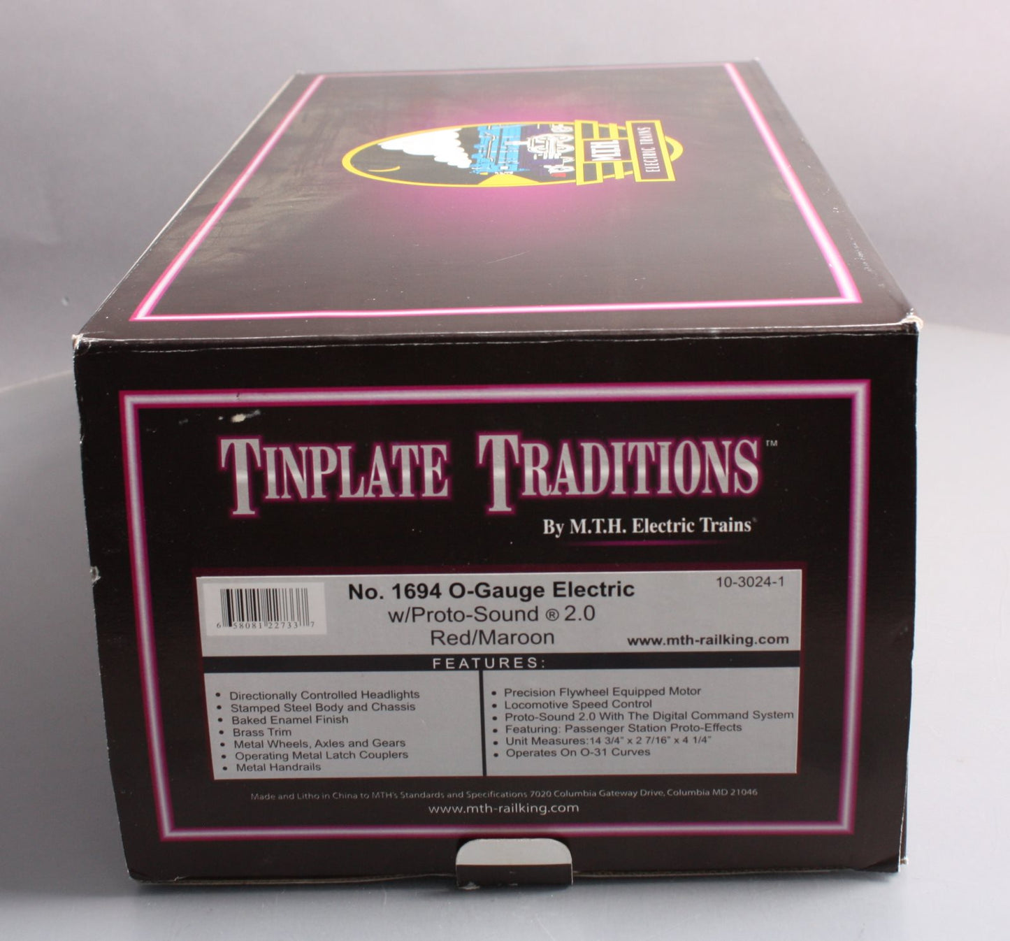 MTH 10-3024-1 Ives Red/Maroon Tinplate Electric Locomotive w/PS 2.0 #1694