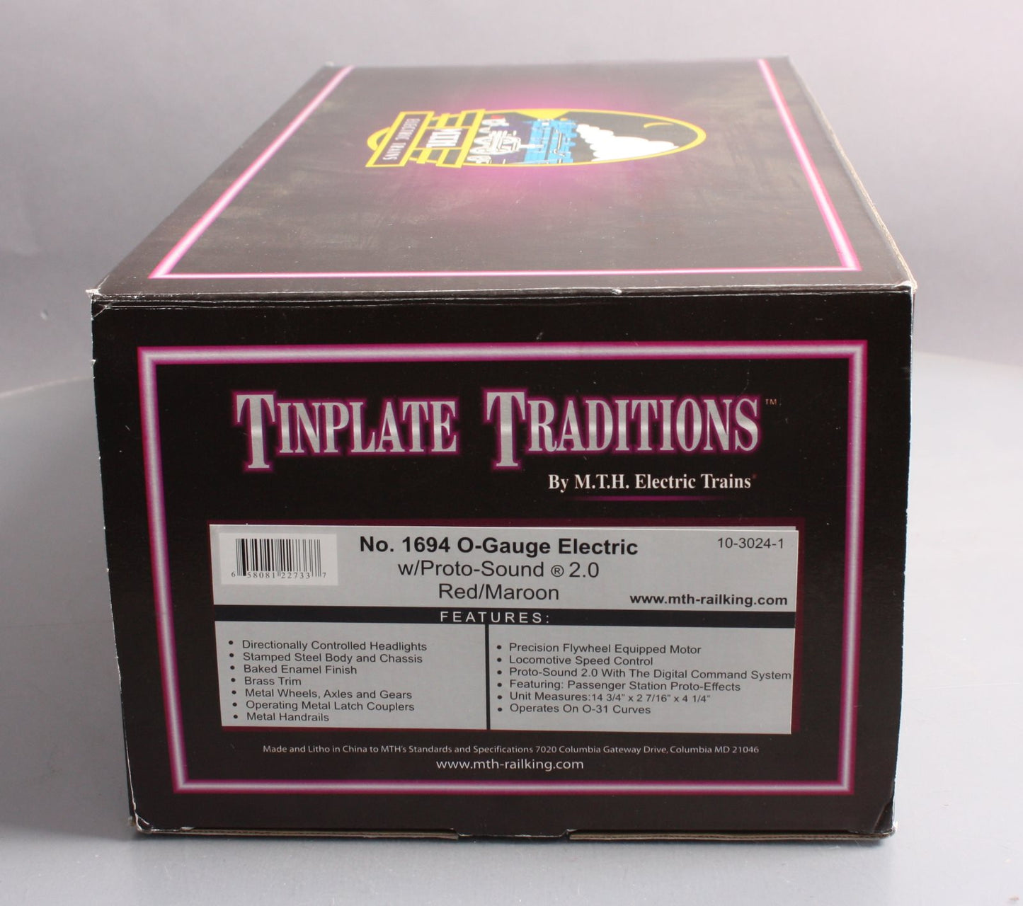 MTH 10-3024-1 Ives Red/Maroon Tinplate Electric Locomotive w/PS 2.0 #1694