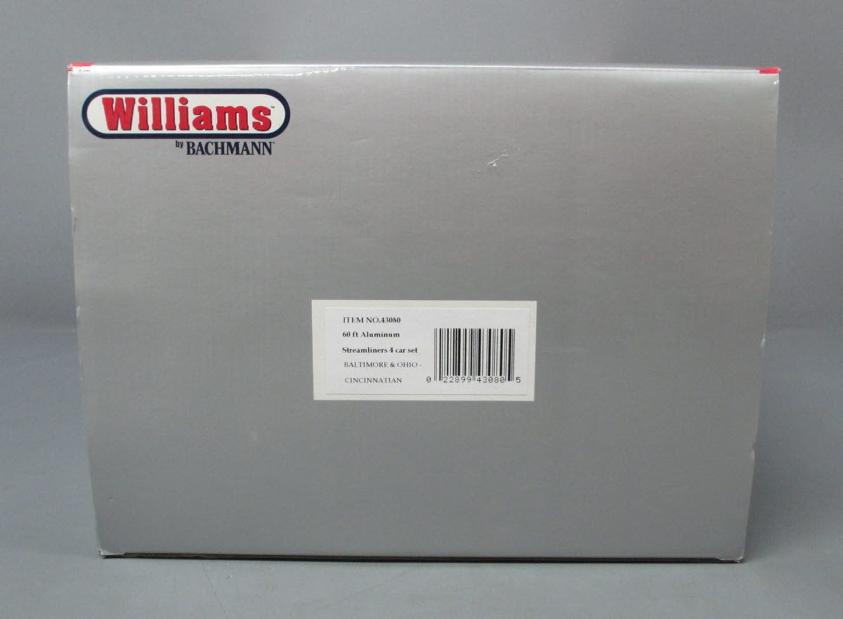 Williams 43080 B&O Cincinnatian 60 Ft. Streamline Passenger 4-Pack Set