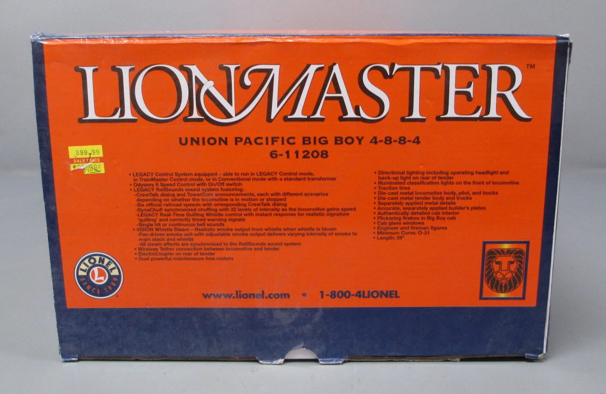 Lionel 6-11208 O Gauge Union Pacific 4-8-8-4 Big Boy Locomotive #4011