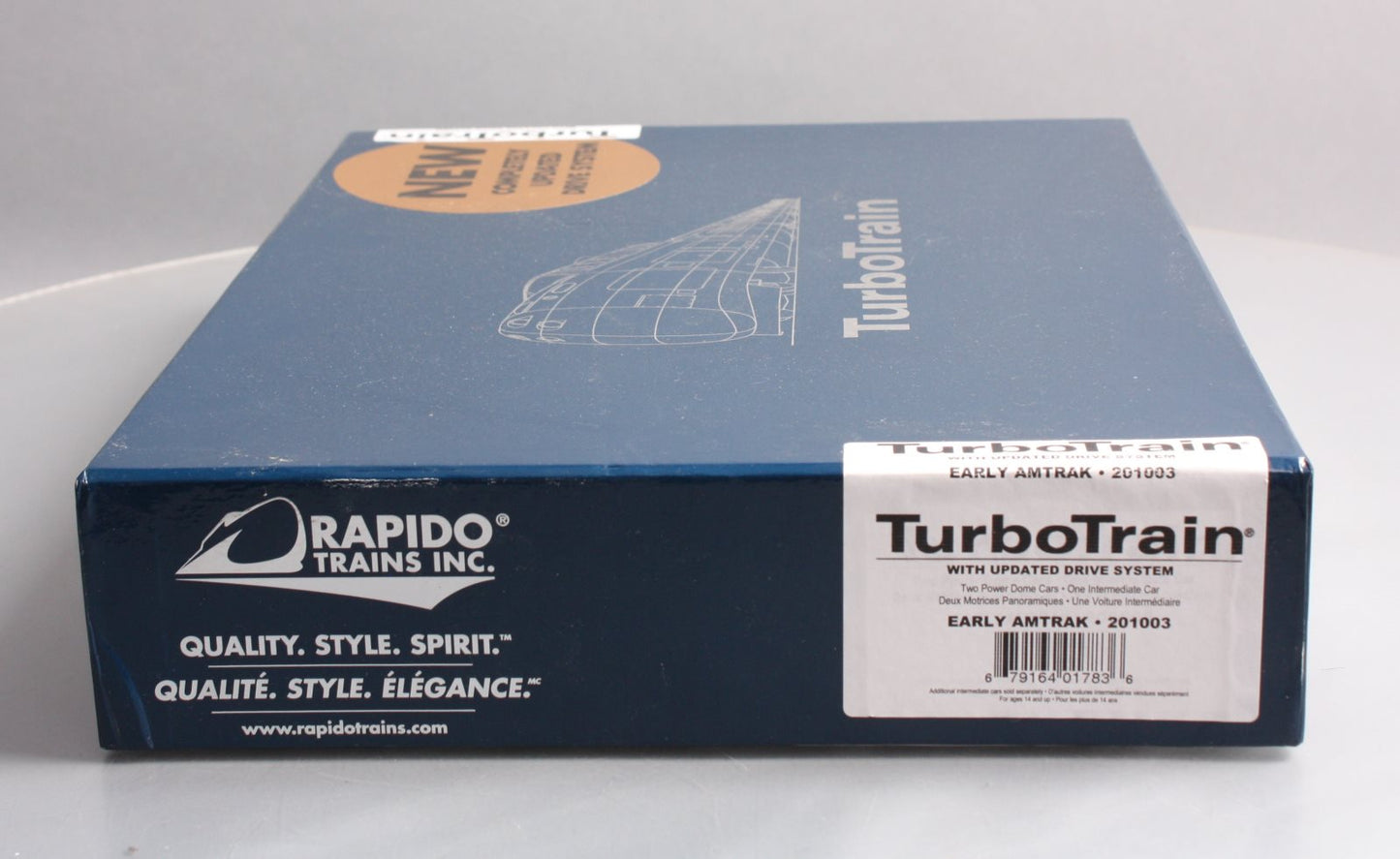 Rapido Trains 201003 HO Amtrak TurboTrain 3-Car Passenger Train-Only Set w/ DCC