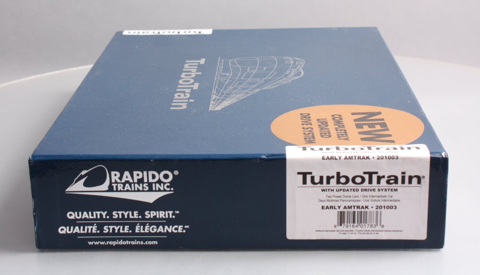 Rapido Trains 201003 HO Amtrak TurboTrain 3-Car Passenger Train-Only Set w/ DCC