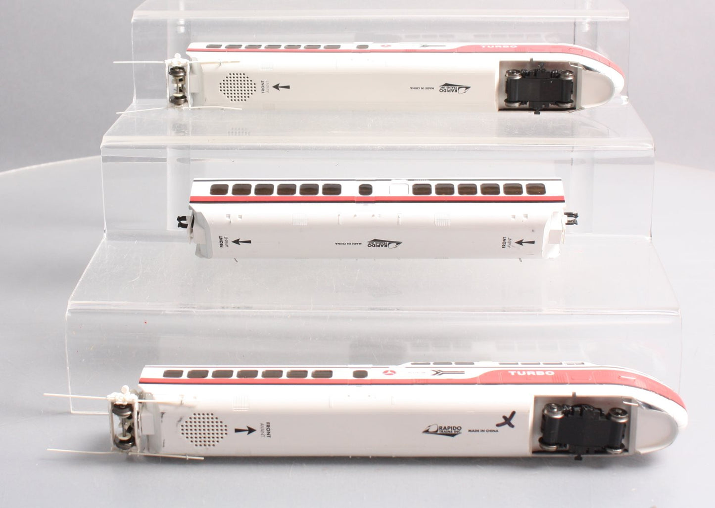 Rapido Trains 201003 HO Amtrak TurboTrain 3-Car Passenger Train-Only Set w/ DCC