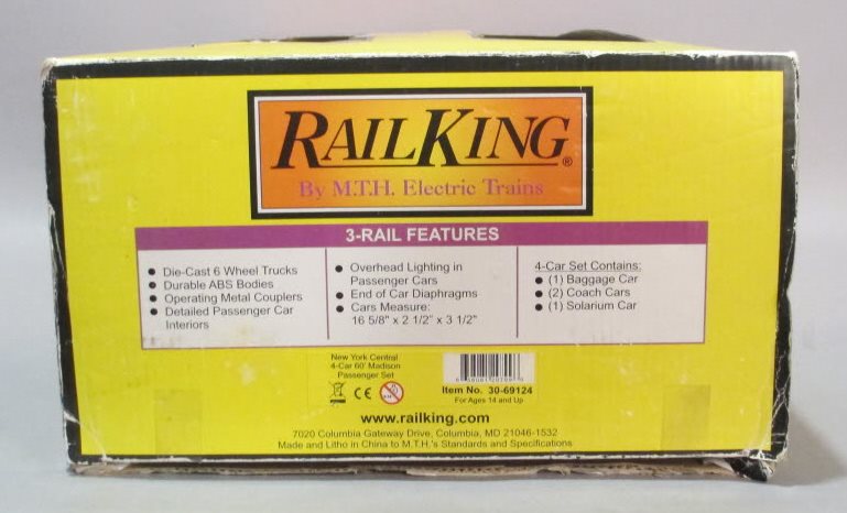 MTH 30-69124 O Gauge New York Central 60' Madison Passenger 4-Car Set