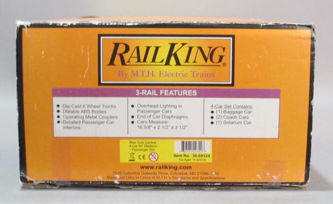 MTH 30-69124 O Gauge New York Central 60' Madison Passenger 4-Car Set