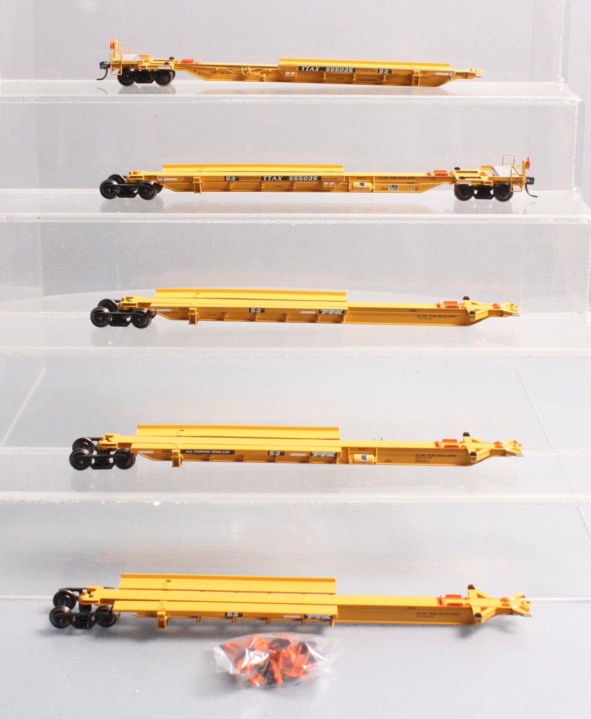 Bowser 40613 HO Scale TTAX Trinity 5-Unit Spine Car Set #555035