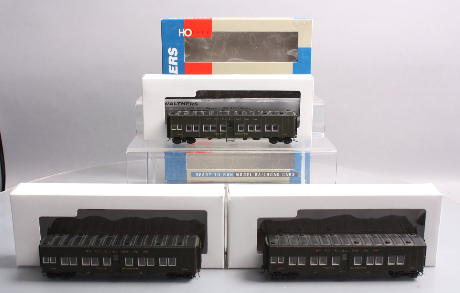Walthers 932-34151 HO Scale Pullman Standard Troop Sleeper Car Set (Se ...