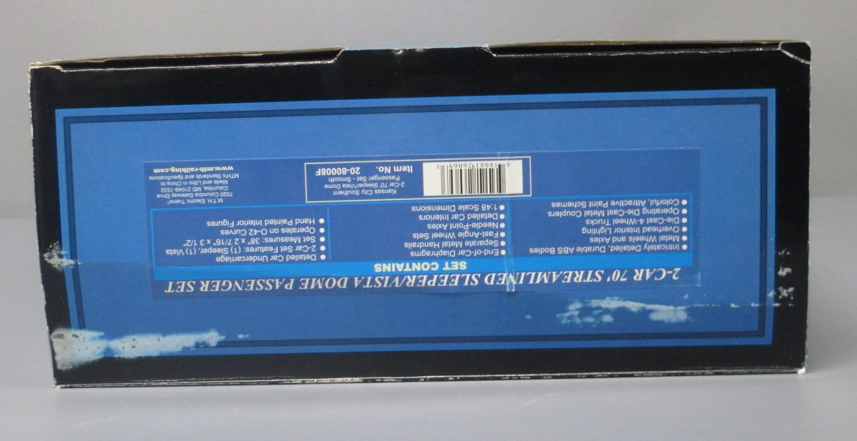 MTH 20-80008F O KCS 70' Streamlined Sleeper/Vista Dome Passenger Set (Set of 2)