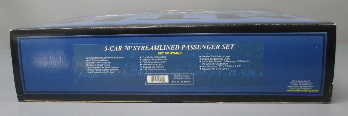 MTH 20-80008D KCS 70' Streamlined O Gauge Passenger Cars (Set of 5)