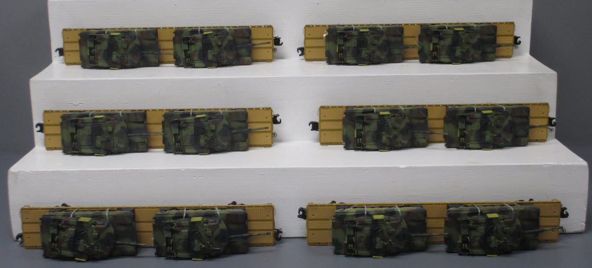 MTH 20-90361 O Gauge TTX 60' Flat Cars w/Abrams M1a Tank Loads 6-Car Set