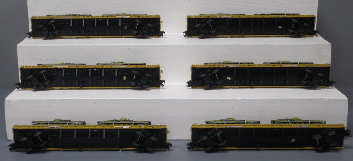 MTH 20-90361 O Gauge TTX 60' Flat Cars w/Abrams M1a Tank Loads 6-Car Set