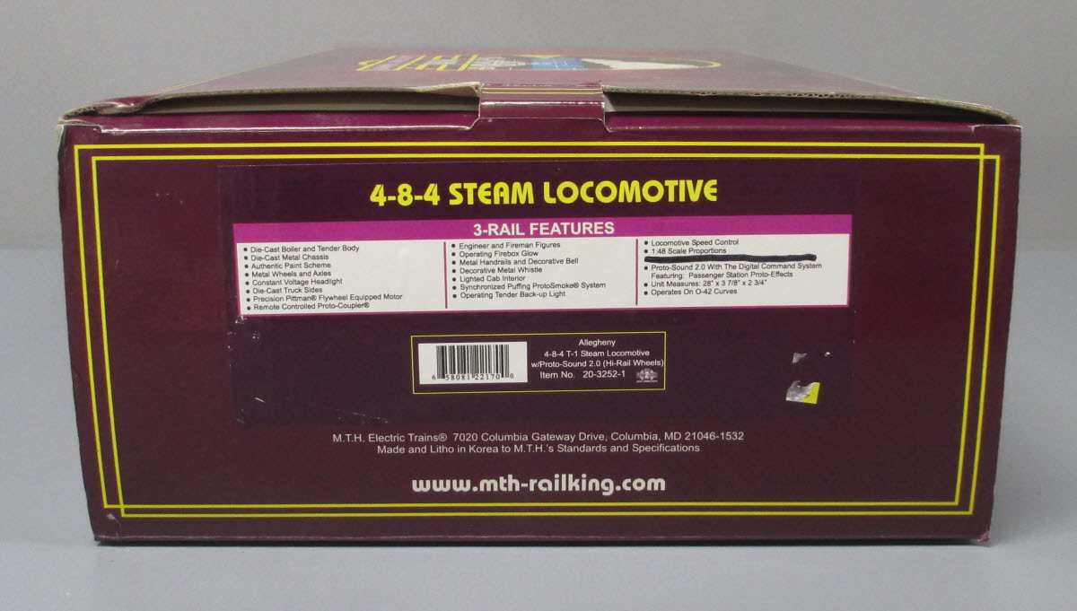 MTH 20-3252-1 Allegheny 4-8-4 T-1 Steam Loco & Tender w PS2 (Hi-Rail) #2102
