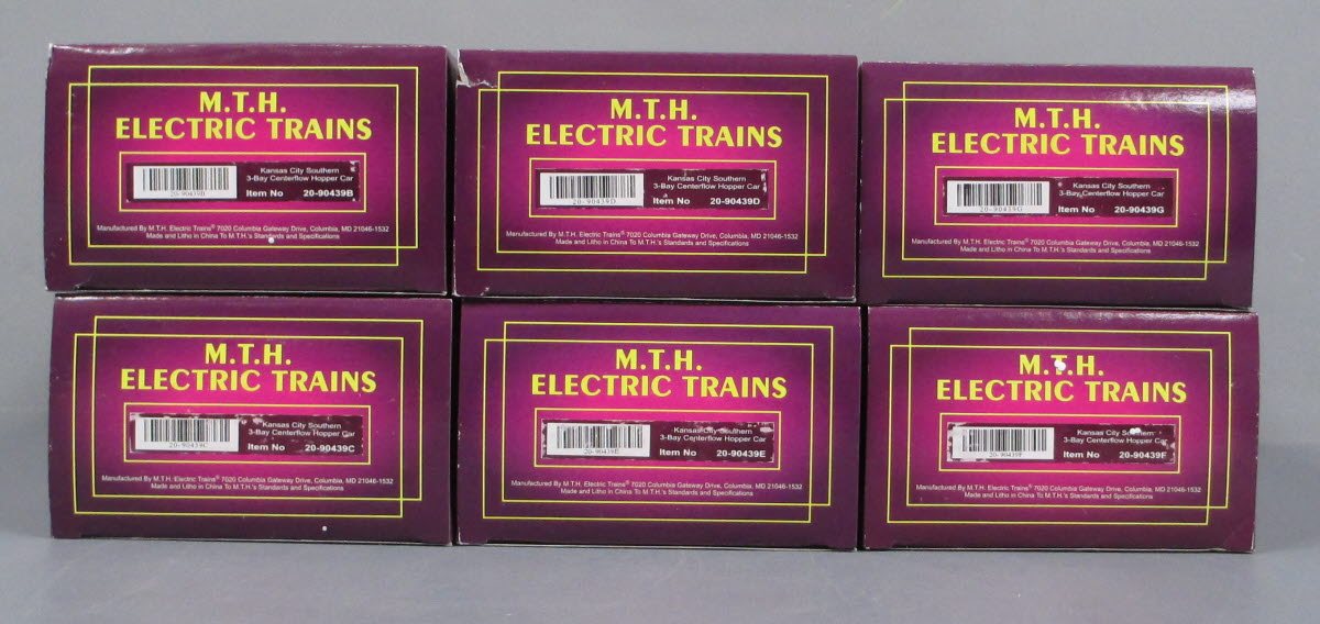 MTH 20-90439 O Kansas City Southern 3-Bay Centerflow Hopper Car Set (Set of 6)