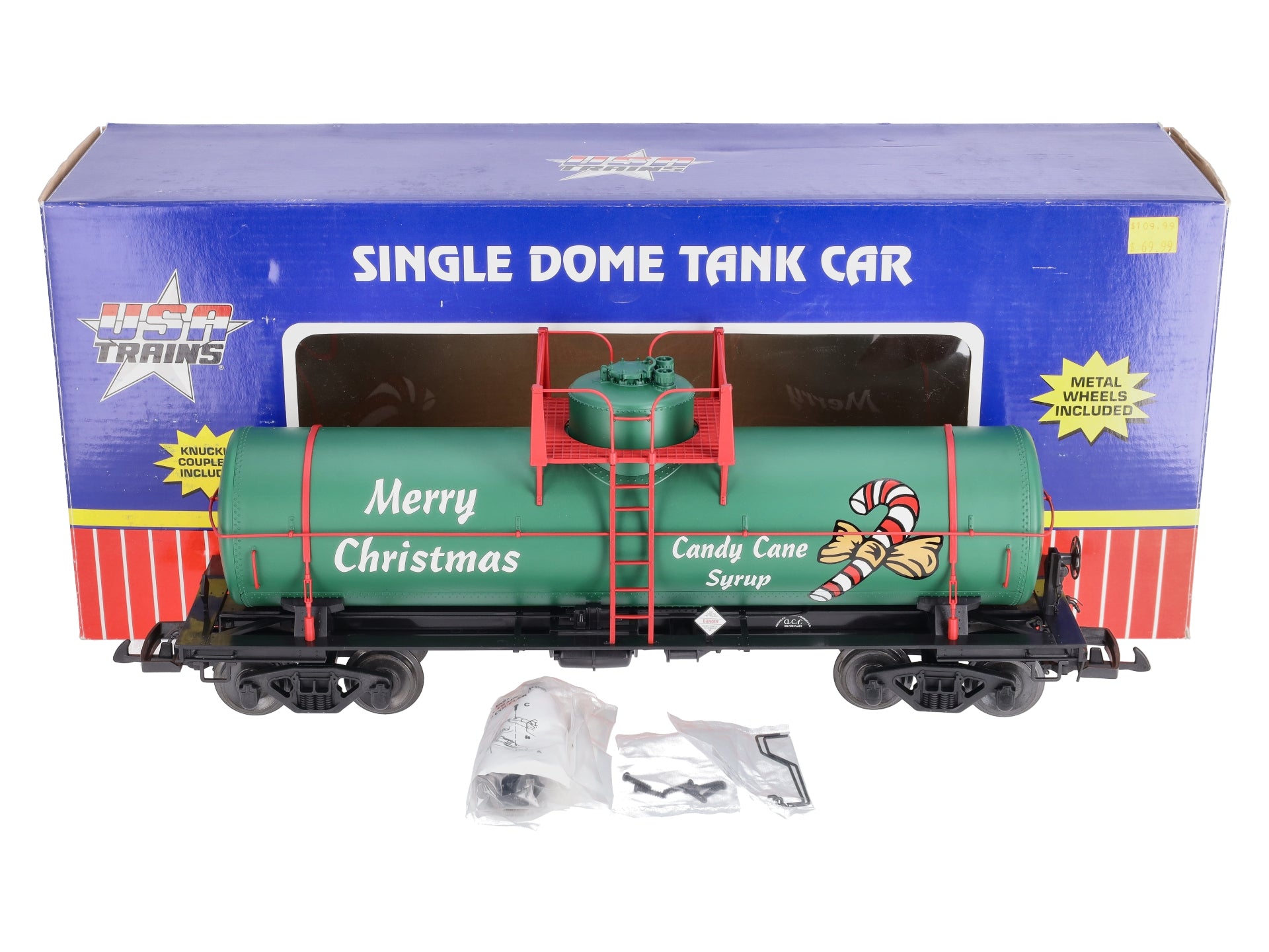 USA Trains 15126 G Christmas 10,000-Gallon Single Dome Tank Car - Metal Wheels