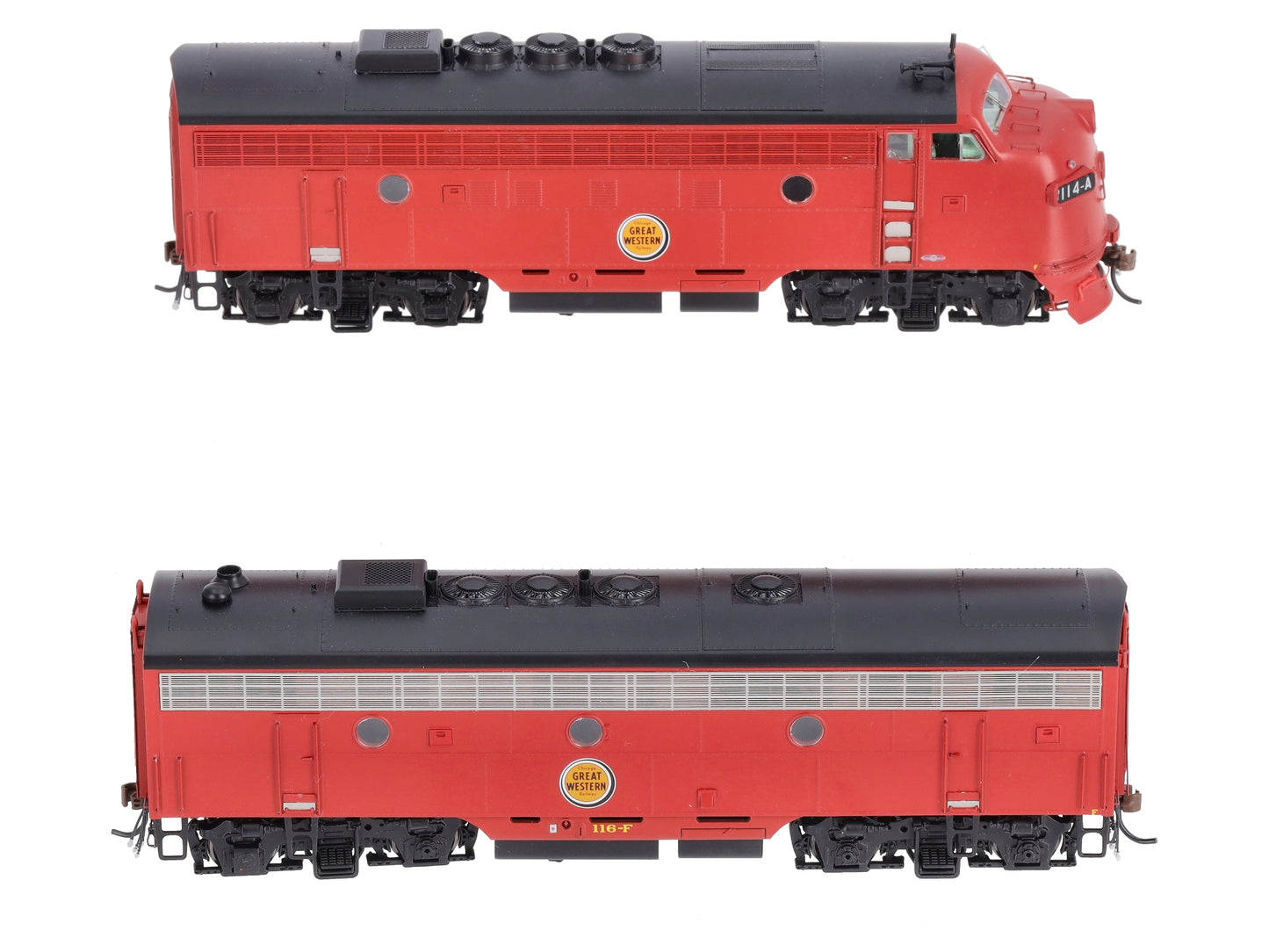 Athearn G22598 HO CGW/Freight/Passenger F3A/F7B Diesel Locomotive #114a, #116f