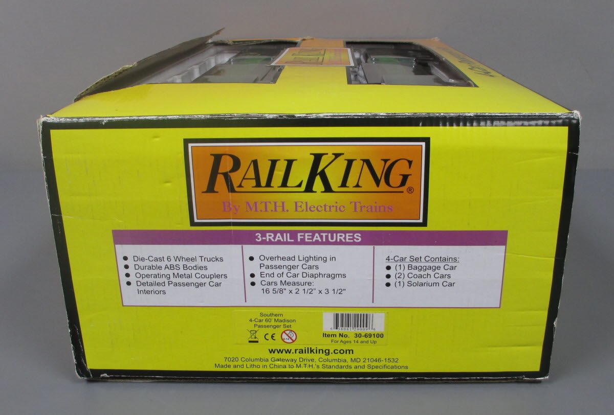 MTH 30-69100 O Southern RailKing 60' Madison Passenger Car Set (Set of 4)