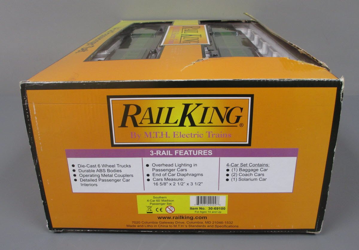 MTH 30-69100 O Southern RailKing 60' Madison Passenger Car Set (Set of 4)