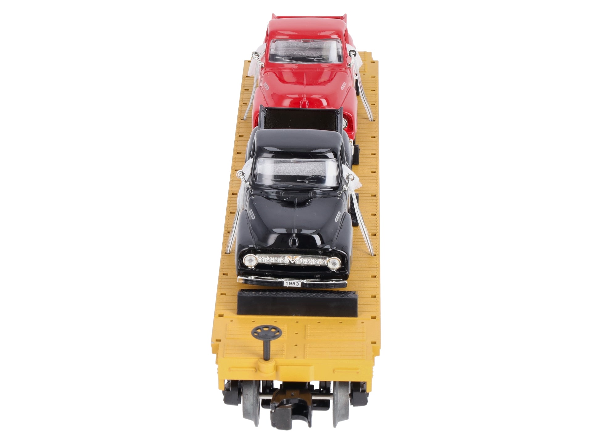 MTH 30-76670 O Union Pacific Flat Car with 2 '53 Ford Pickup Trucks