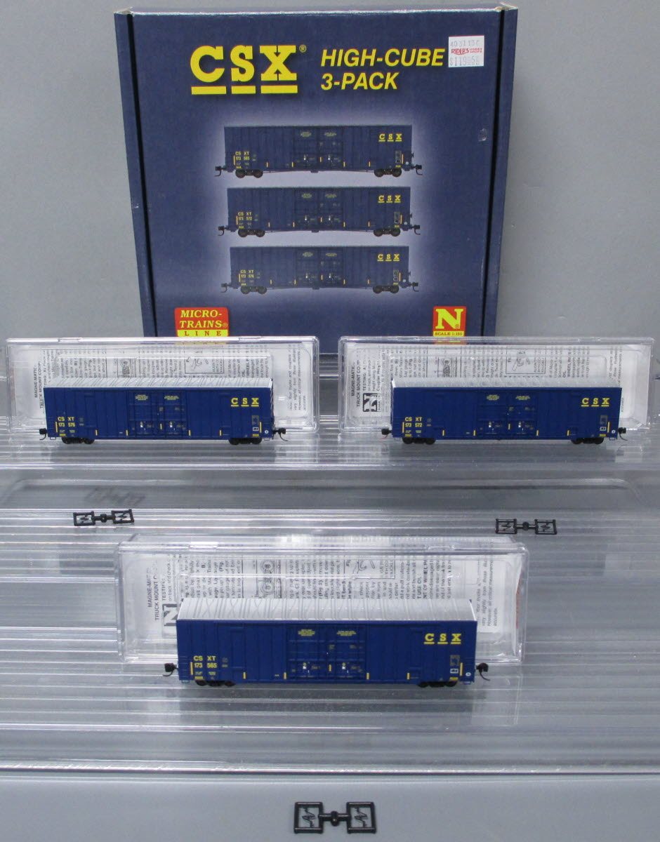 Micro-Trains 99301860 N CSX 60' Rib Side High-Cube Boxcar (Set of 3)