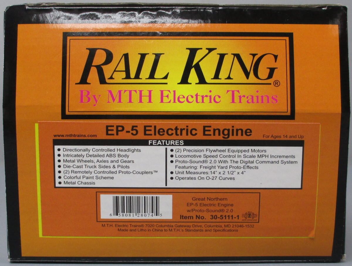 MTH 30-5111-1 Great Northern EP-5 Electric Locomotive w/Proto-Sound 2.0 #2355