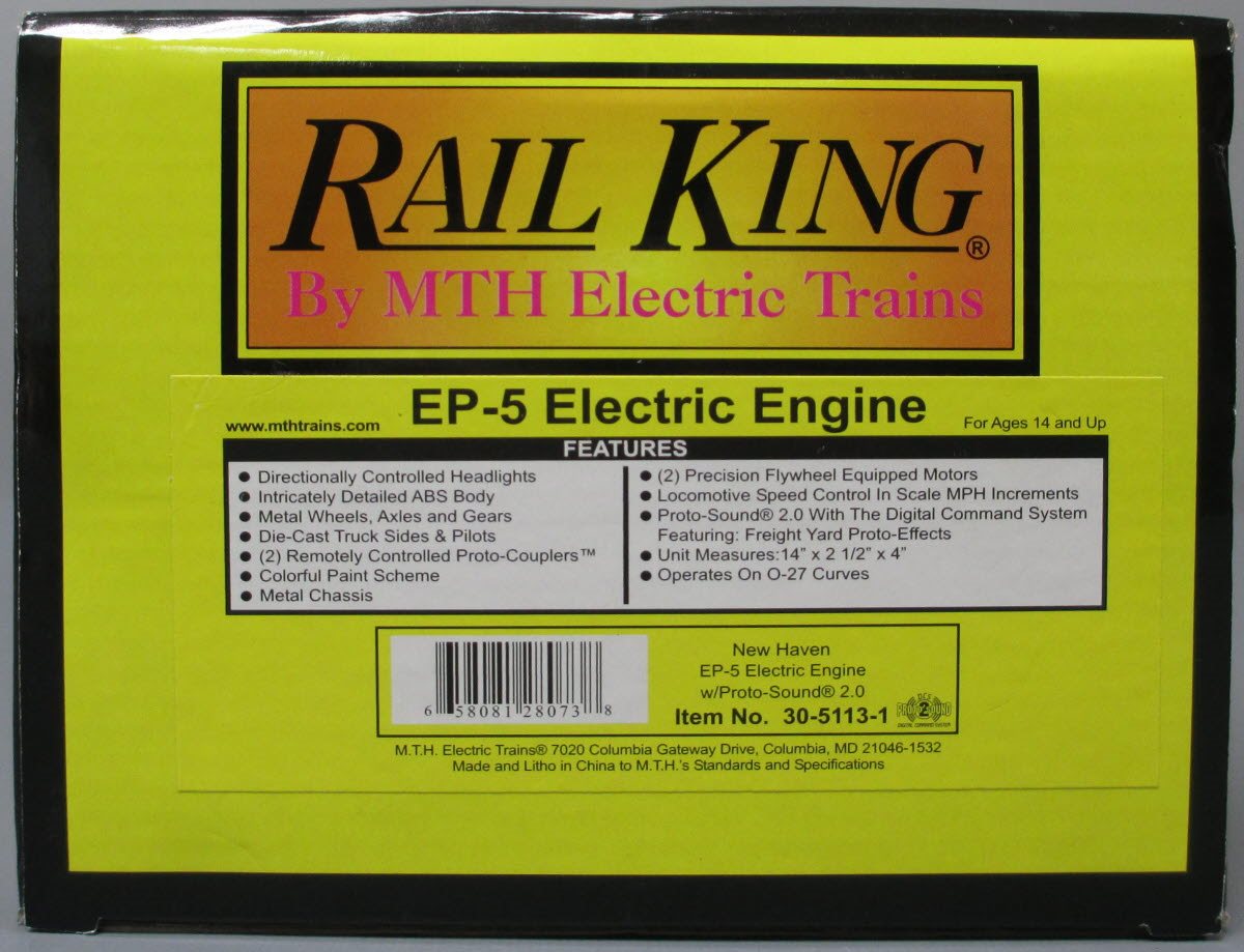 MTH 30-5113-1 New Haven EP-5 Electric Locomotive with Proto-Sound 2.0 #372