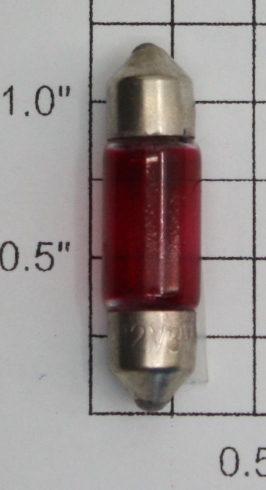 Acme 3021R Red T2 1/4 Festoon 12V 3W 8 X 29mm Light Bulb