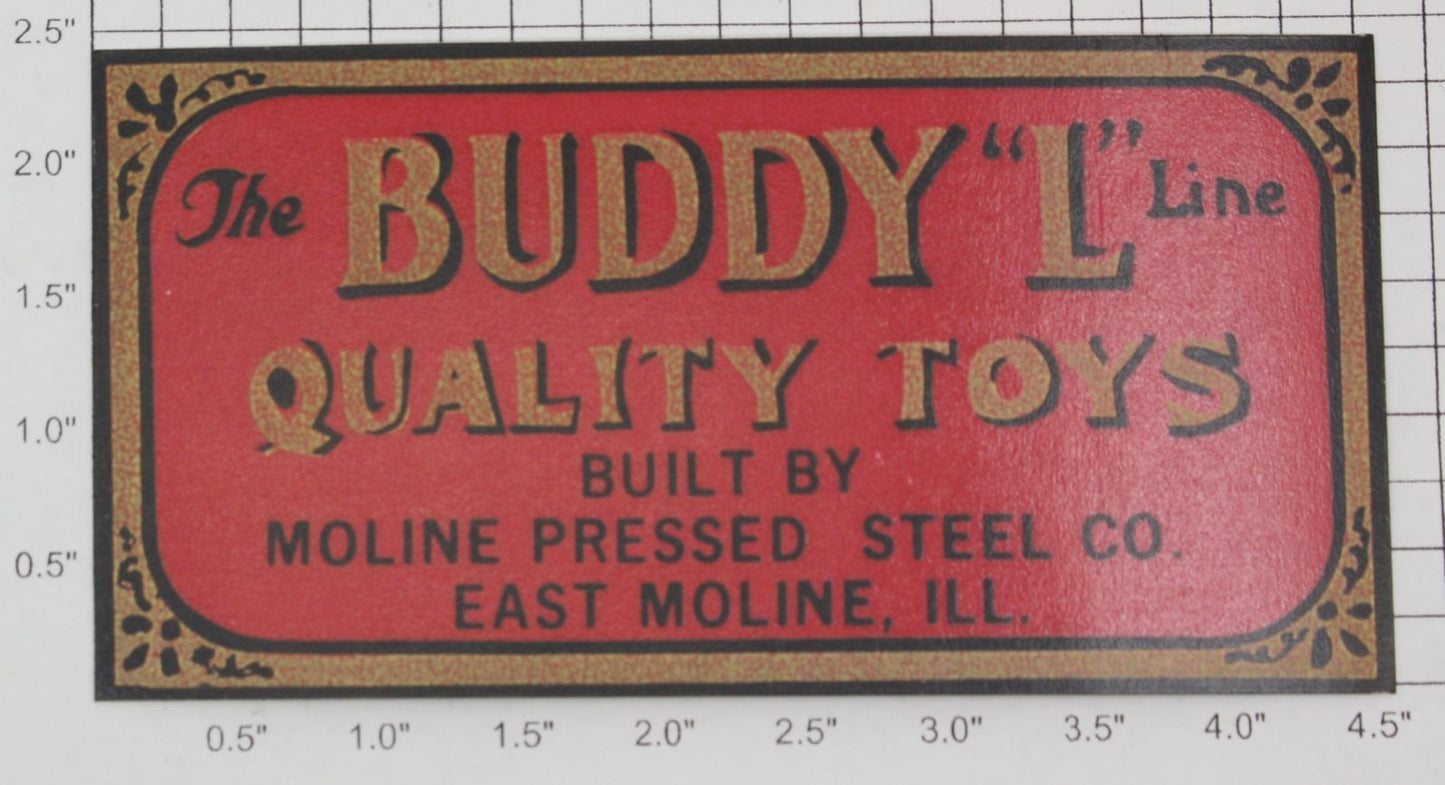 Buddy L BL-15X Buddy "L" XL Quality Toys Sticker Decal w/ Adhesive