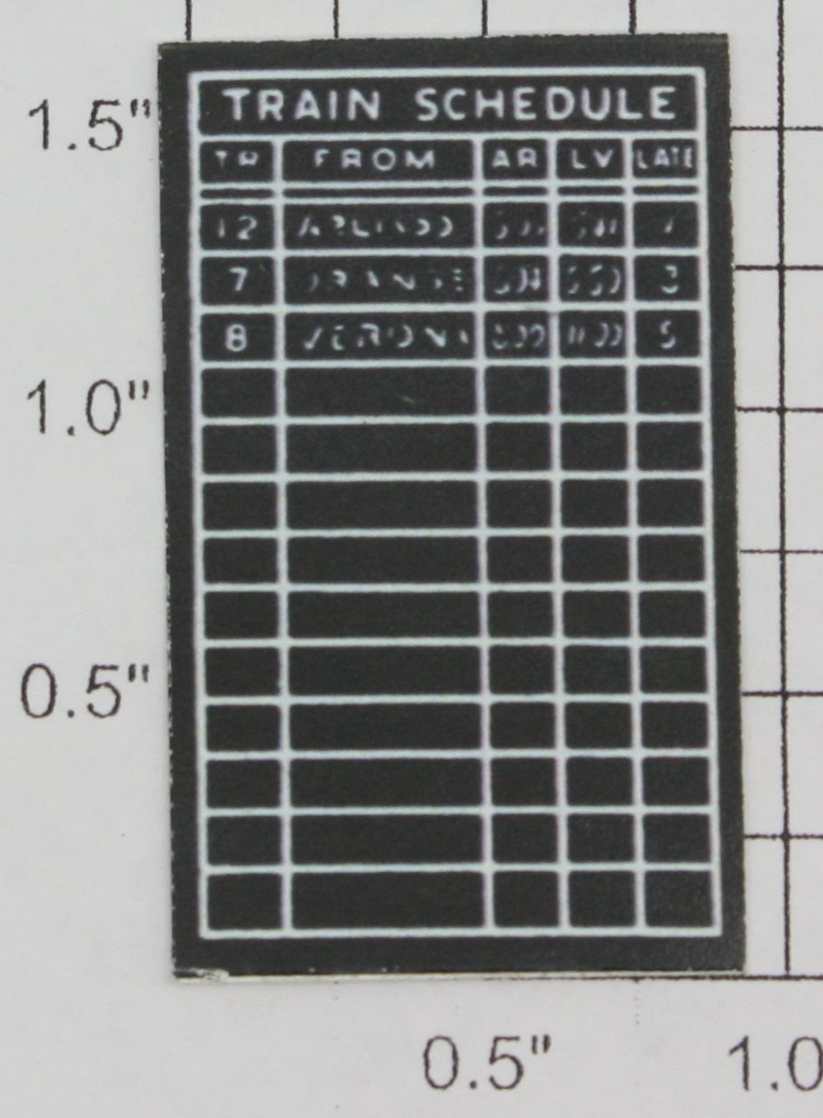 Noma 450-5 "Train Schedule" Sign with Adhesive on the Back