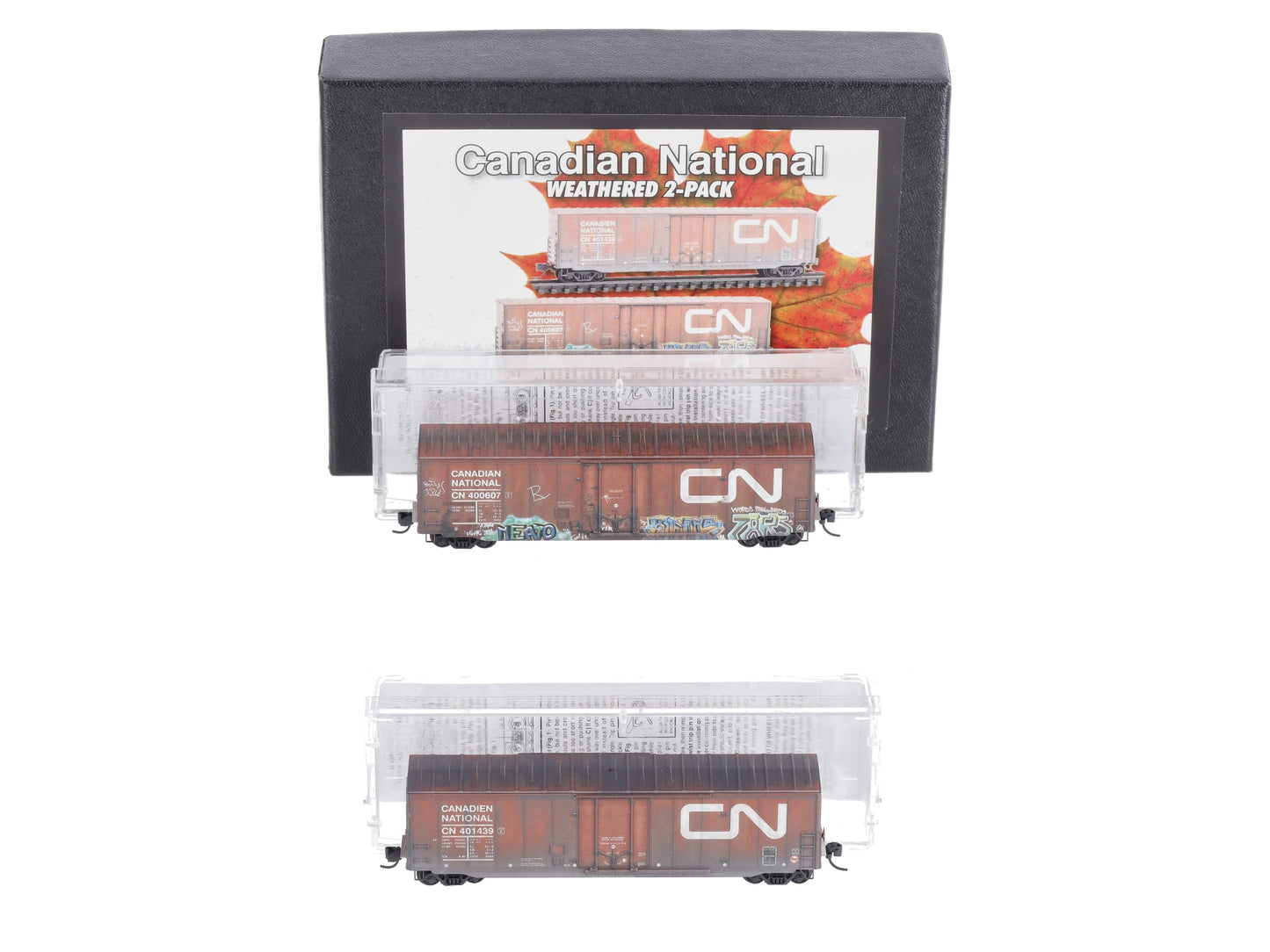Micro-Trains 98305017 N Canadian National Weathered 50' Boxcar (Set of 2)