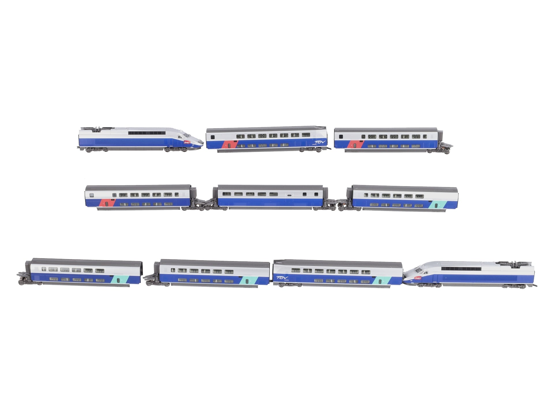 Kato 10-1529 N TGV Reseau Duplex Passenger Cars 10 Car Set