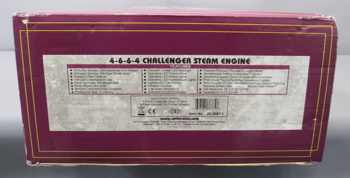 MTH 20-3687-1 O Union Pacific Hi-Rail 4-6-6-4 Challenger w/Proto-Sound 3.0 #3985