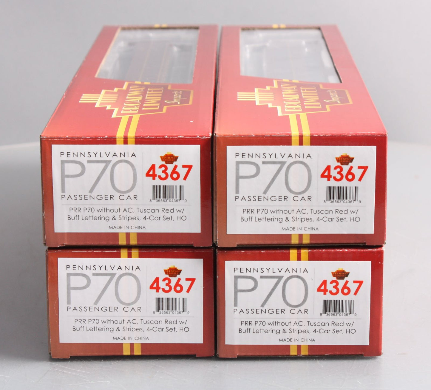 Broadway Limited 4367 HO Pennsylvania Railroad PRR P70 Coach (Set of 4)