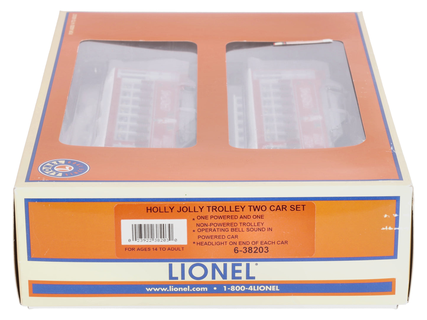 Lionel 6-38203 O-27 Holly Jolly Power & Trailer Trolley Set