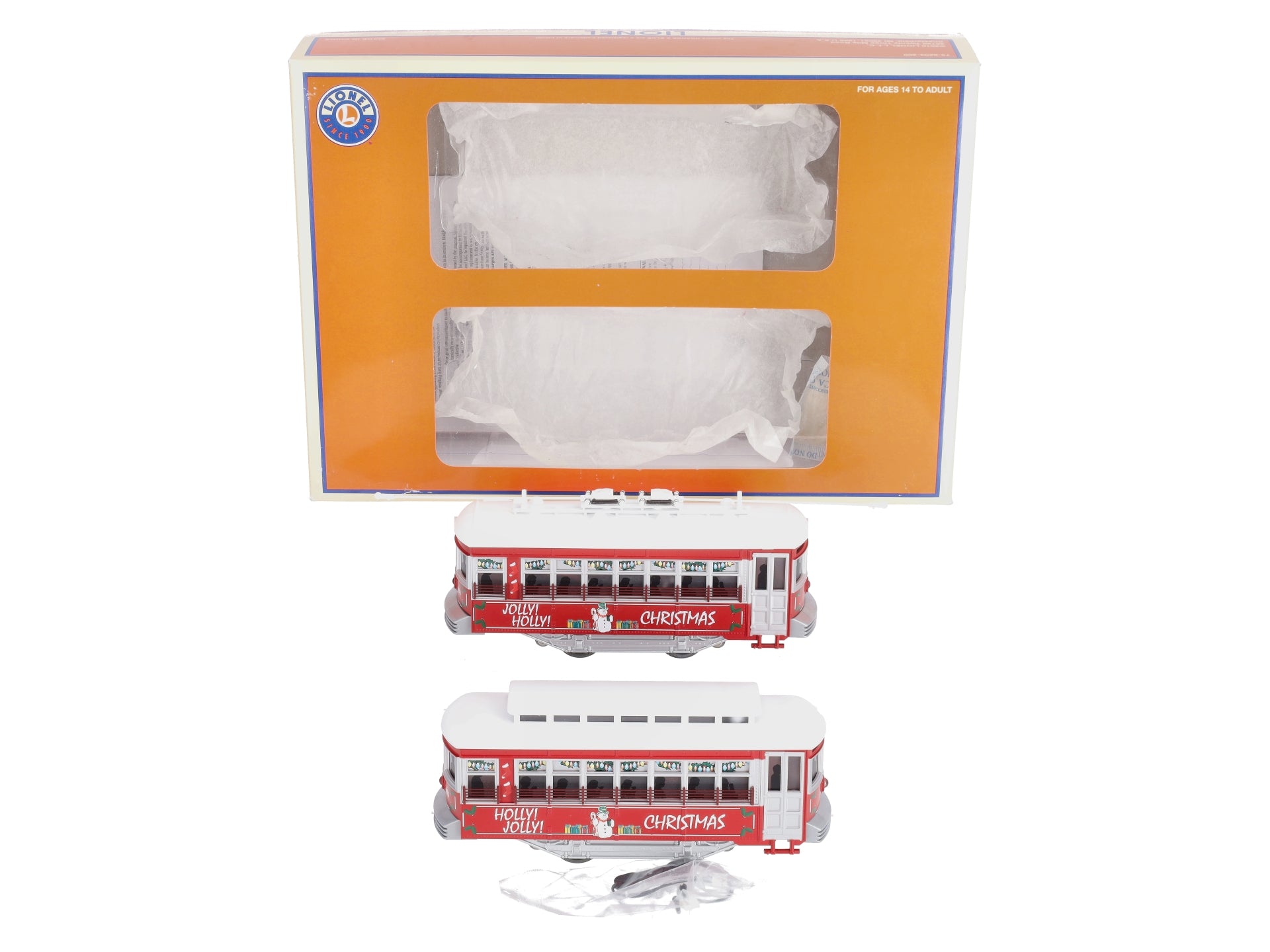 Lionel 6-38203 O-27 Holly Jolly Power & Trailer Trolley Set