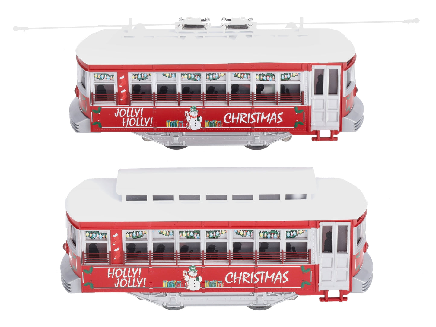 Lionel 6-38203 O-27 Holly Jolly Power & Trailer Trolley Set