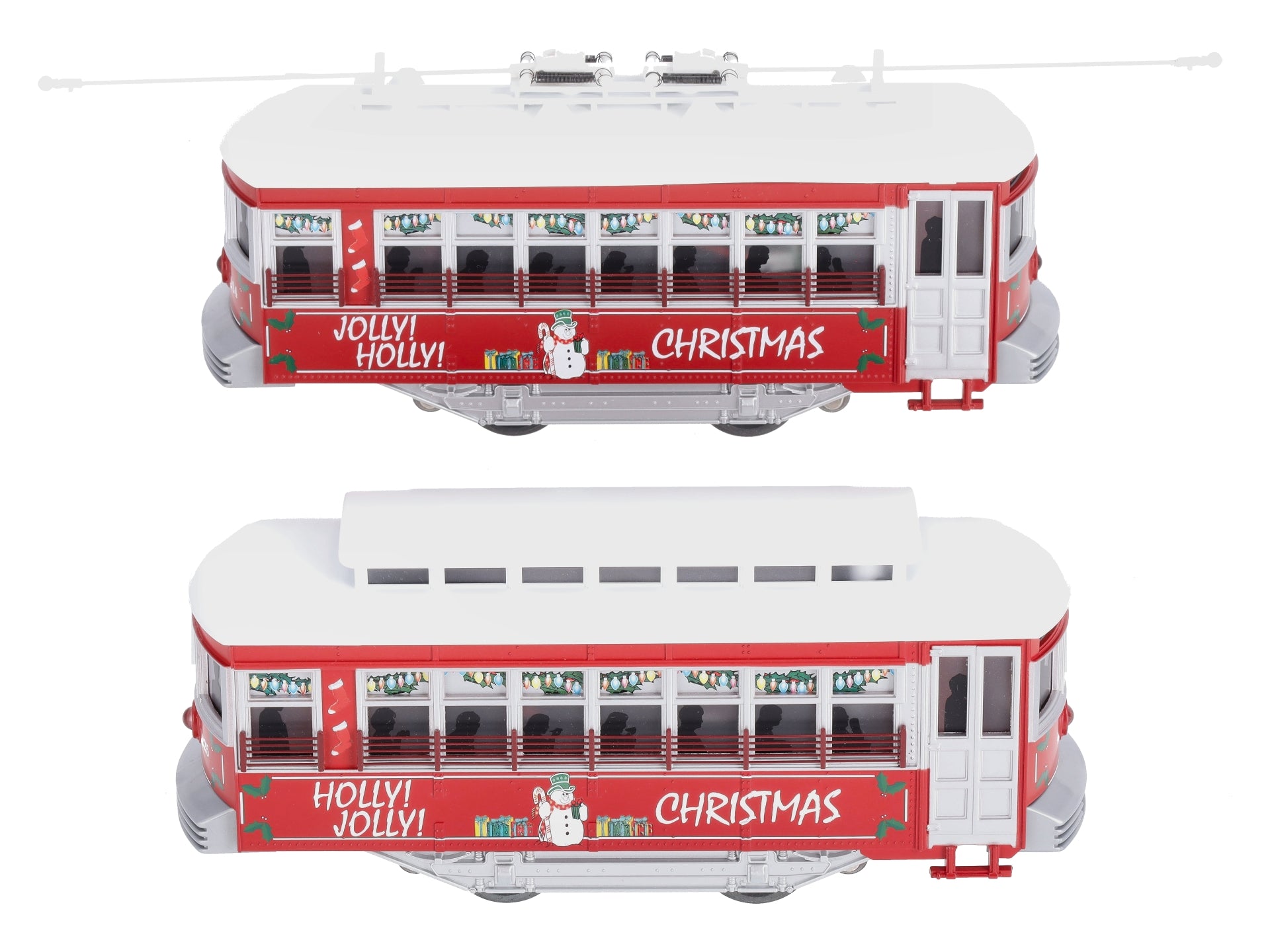 Lionel 6-38203 O-27 Holly Jolly Power & Trailer Trolley Set
