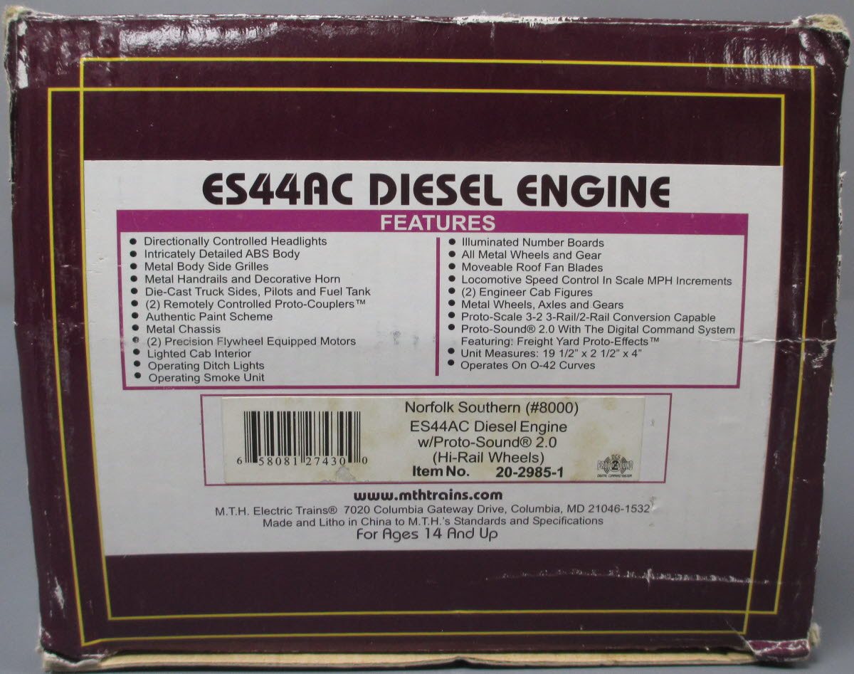 MTH 20-2985-1 Norfolk Southern ES44AC Diesel Engine w/PS 2.0 #8000