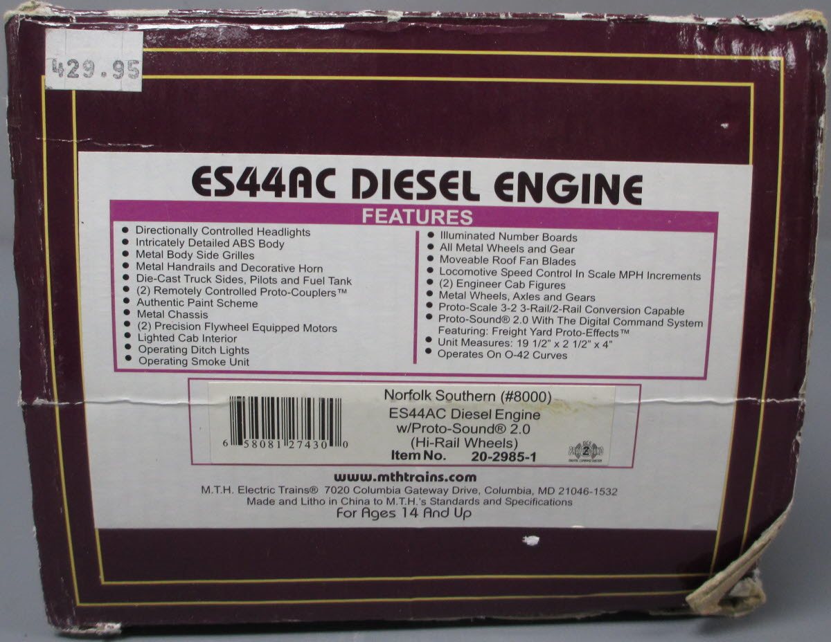 MTH 20-2985-1 Norfolk Southern ES44AC Diesel Engine w/PS 2.0 #8000