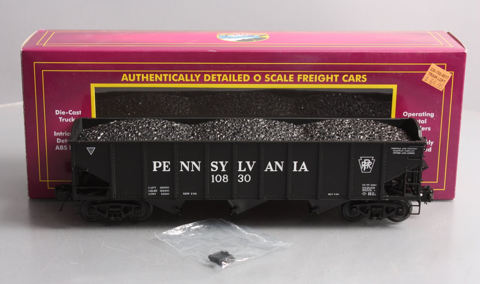 MTH 20-97843 O Pennsylvania 70-ton 3-Bay Hopper Car #10830