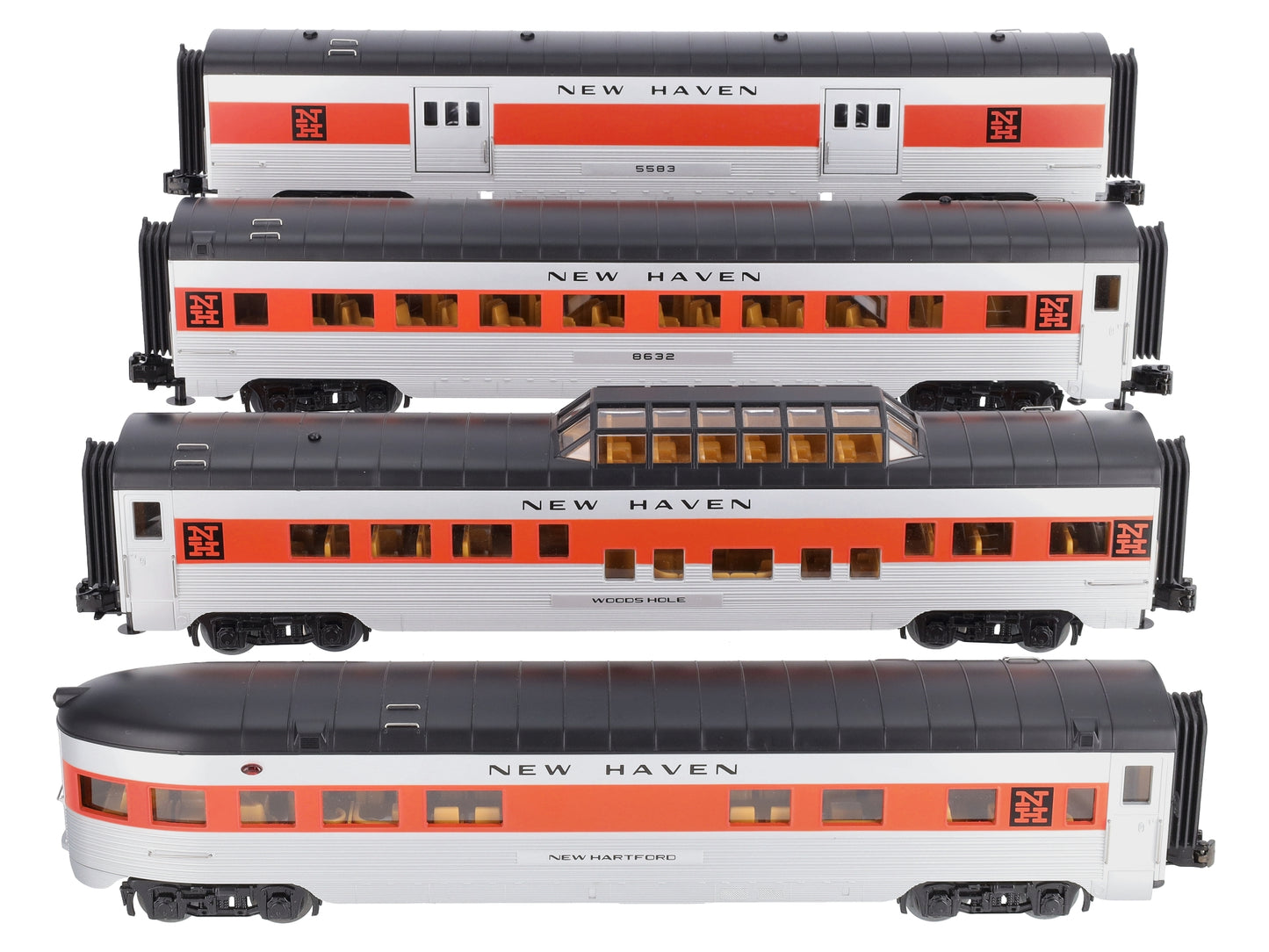 MTH 30-67797 O Gauge New Haven 60' Streamlined 4-Car Passenger Car Set