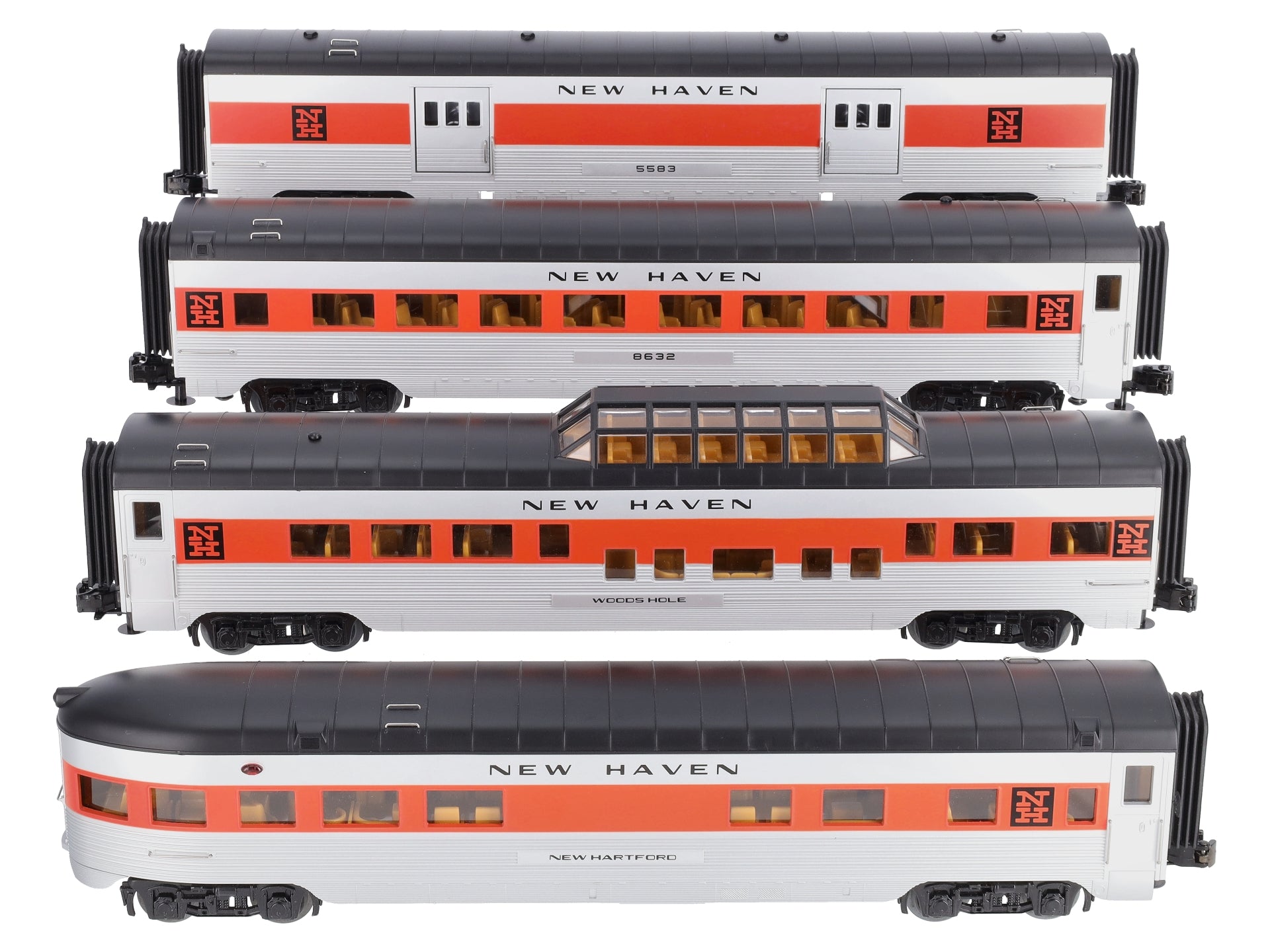 MTH 30-67797 O Gauge New Haven 60' Streamlined 4-Car Passenger Car Set